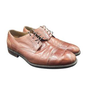 Johnston & Murphy Shoes Mens 12 M Brown Oxford Cap Toe Sheep Skin Dress